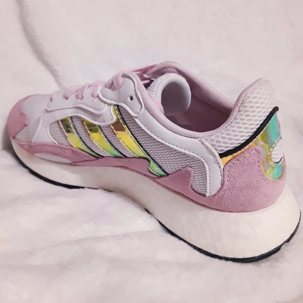 Adidas Pink and White Iridescent Tresc Run J Sneakers - Picture 6 of 8